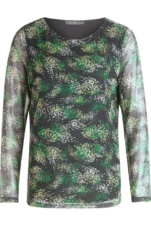 Betty & Co Bluser & Skjorter, Dame, Flerfarvet, M, Uld, Gennemsigtig Mesh Bådhals Skjorte