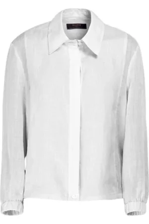 MOORER Bluser & Skjorter, Dame, Hvid, XS, Ramie Fabric Skjorte med Moderne Stil