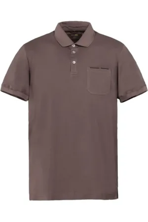MOORER Top, Herre, Brun, XL, Bomuld, Micropiqué Polo Shirt, Frisk og Letvægt