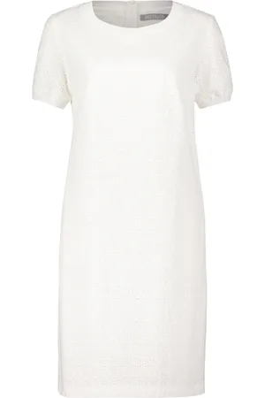Betty & Co Kjole, Dame, Hvid, L, Uld, Casual Kjole med Ribkanter