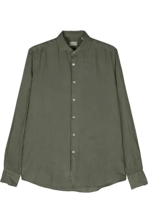 Xacus Skjorte, Herre, Grøn, L, Linned, Linnedskjorte Made in Italy