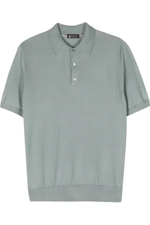 COLOMBO Top, Herre, Grøn, 3XL, Cashmere, Luksus Cashmere Silk Polo Shirt