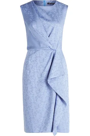 Betty Barclay Kjole, Dame, Blå, 3XL, Chiffon, Chiffon Batik Style Kjole med Lynlås