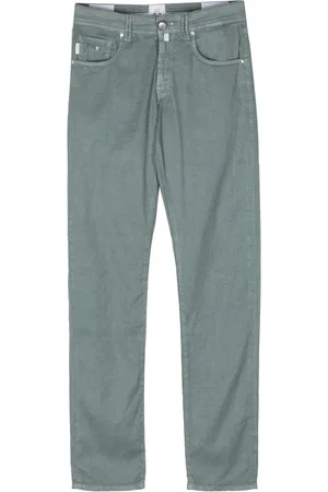 sartoria tramarossa Jeans, Herre, Grøn, W34, Bomuld, Linned/bomuld bukser med sidelommer