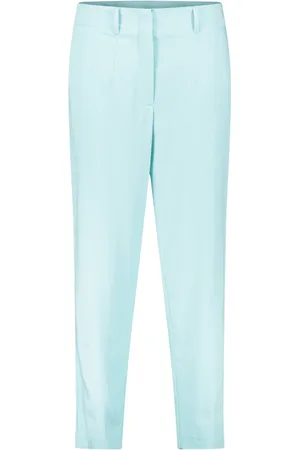Betty & Co Bukser, Dame, Blå, 2XL, Elegant High-Waist Bukser med Lommer