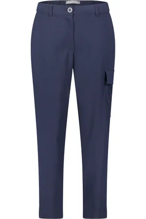 Betty & Co Bukser, Dame, Blå, L, Uld, Casual High Waist Bukser med Lommer