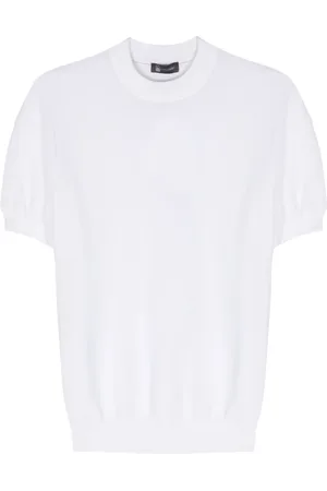 COLOMBO Top, Herre, Hvid, XL, Bomuld, Italiensk bomulds T-shirt