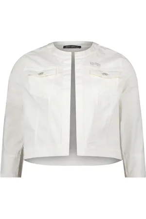 Betty Barclay Jakke, Dame, Hvid, 3XL, Uld, Stilfuld Denimjakke med Rhinsten