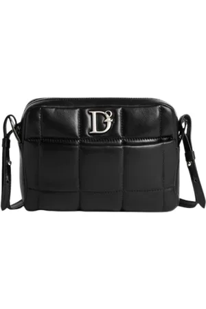 Dsquared2 Taske, Dame, Sort, ONE SIZE, Uld, Quiltet skuldertaske med logolomme