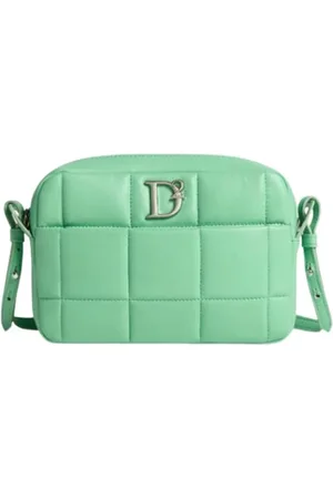 Dsquared2 Taske, Dame, Grøn, ONE SIZE, Uld, Quiltet skuldertaske med logo-lomme