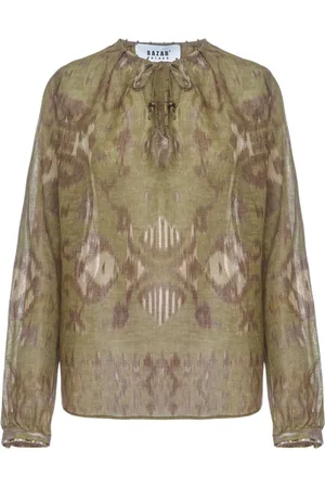 Bazar Deluxe Bluser & Skjorter, Dame, Grøn, S, Bomuld, Grøn Bomuldsskjorte med Print