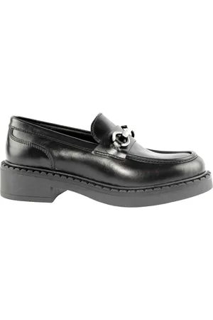 MARCO FERRETTI Sko, Dame, Sort, 40 EU, Læder, Sort Læder Loafer Tilbehør