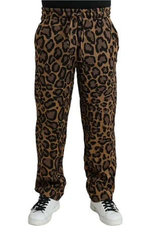 Dolce & Gabbana Bukser, Herre, Brun, L, Bomuld, Leopard Print Jogger Bukser