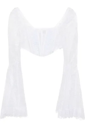 CHARO RUIZ IBIZA Bluser & Skjorter, Dame, Hvid, M, Blomstret Blonde Korset Top