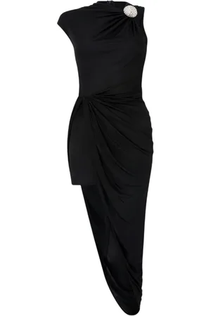 DAVID KOMA Kjole, Dame, Sort, S, Uld, Asymmetrisk Kort Kjole