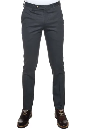 PT01 Bukser, Herre, Grå, 3XL, Uld, Slim Fit Flannel Bukser med Skræddersyet Ventil