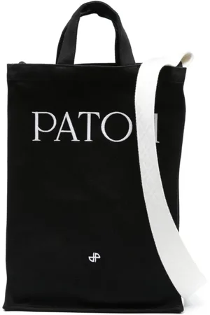 Patou Taske, Dame, Sort, ONE SIZE, Bomuld, Sort Canvas Tote Taske Med Logo