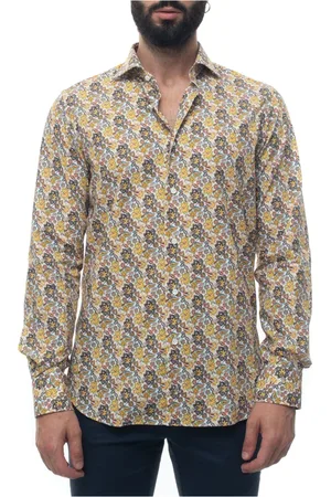 Carrel Skjorte, Herre, Flerfarvet, L, Bomuld, Fantasy Blomstret Casual Skjorte Lavet i Italien