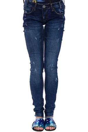 ONE TEASPOON Jeans, Dame, Blå, W28, Bomuld, Mørkeblå Skinny Jeans med Knæskæringer