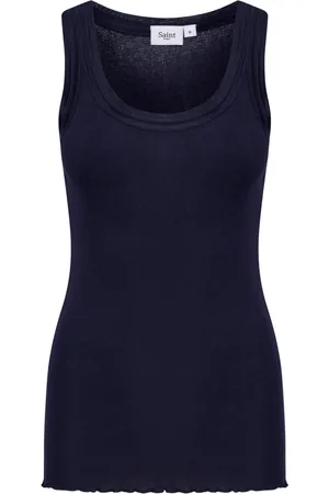 Saint Tropez Top, Dame, Blå, XS, Krøllet Kant Top Nattehimmel