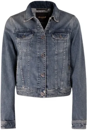 MOORER Jakke, Dame, Blå, XL, Denim, Moderne Denimjakke med Fedt Snit