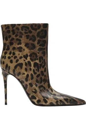 Dolce & Gabbana Sko, Dame, Brun, 38 1/2 EU, Læder, Leopard Print Ankelstøvler