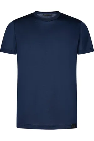 LOW BRAND Top, Herre, Blå, L, Bomuld, Blå Bomuld T-shirt med Logo