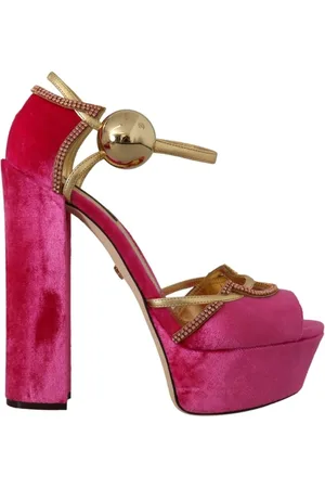 Dolce & Gabbana Sko, Dame, Lyserød, 39 1/2 EU, Uld, Lyserød Krystal Ankelrem Sandaler