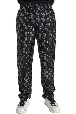 Dolce & Gabbana Bukser, Herre, Sort, M, Silke Hestesko Print Bukser