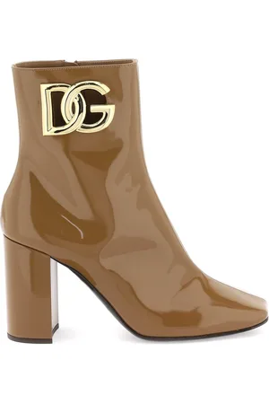 Dolce & Gabbana Sko, Dame, Brun, 38 EU, Uld, Guld DG Logo Ankelstøvler