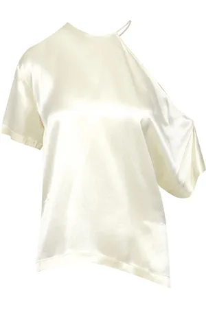 ERIKA CAVALLINI Bluser & Skjorter, Dame, , XS, Uld, Satin One-Shoulder Bluse Creme