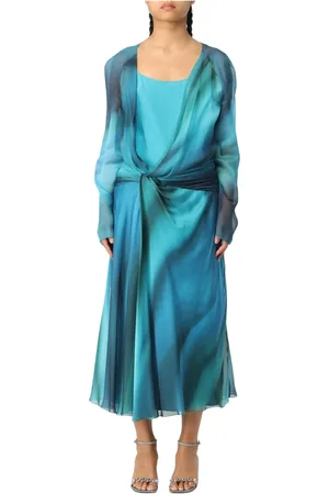 Alberta Ferretti Kjole, Dame, Flerfarvet, L, Chiffon, Trykt Chiffon Kjole