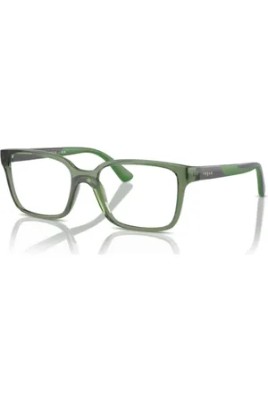 vogue Tilbehør, unisex, Grøn, 47 MM, Uld, Stilfulde Brillestel i Transparent Mørkegrøn