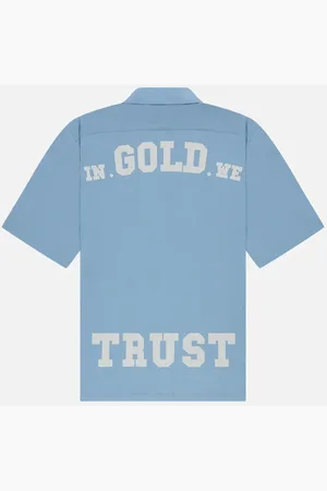 In Gold We Trust Skjorte, Herre, Blå, M, Uld, Strandbluse Mænd Lyseblå