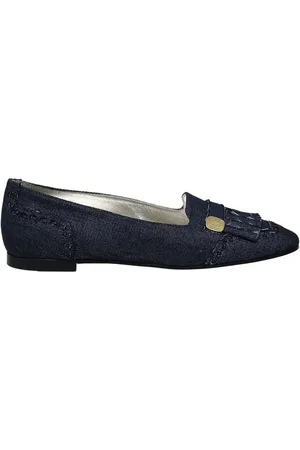 Inès de la Fressange Sko, Dame, Blå, 36 EU, Denim, Denim Loafer Ballerina Médaille d`Or Logo