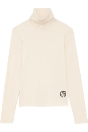 Inès de la Fressange Strik, Dame, , XL, Bomuld, Matthieu ecru turtleneck top - Matthieu ecru turtleneck top