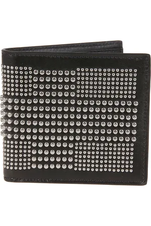Alexander McQueen Tilbehør, Herre, Sort, ONE SIZE, Læder, Sort Kalveskind Pung med Stud Detalje