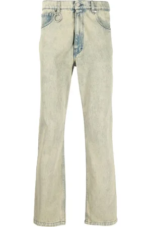 Etudes Jeans, Herre, Gul, S, Bomuld, Gule Straight-Leg Jeans med Ringpynt