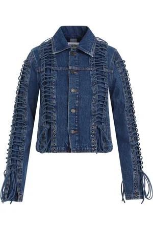Jean Paul Gaultier Jakke, Dame, Blå, XS, Denim, Vintage Blå Korset Denim Jakke