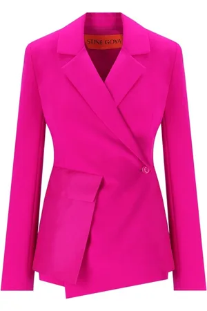 STINE GOYA Jakke, Dame, Lyserød, 2XS, Uld, Fuchsia Blazer med Revers Krave
