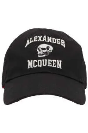 Alexander McQueen Tilbehør, Herre, Sort, M, Bomuld, Skull Varsity Baseball Cap