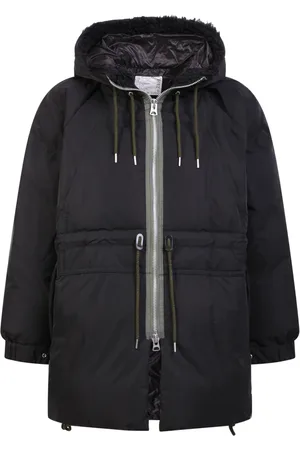 SACAI Jakke, Herre, Sort, M, Uld, Sort Dunjakke med Hætte