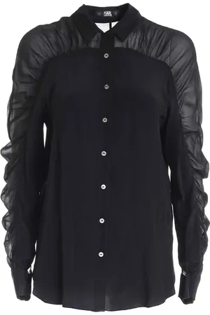 Karl Lagerfeld Bluser & Skjorter, Dame, Sort, XS, Sort silkeskjorte med elegante detaljer
