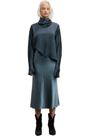 Ahlvar Gallery Bluser & Skjorter, Dame, Blå, S, Rayon, Blå Grå Tørklæde Bluse
