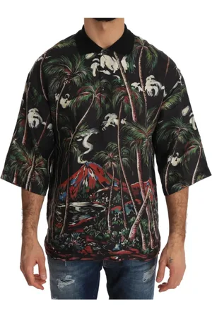 Dolce & Gabbana Skjorte, Herre, Sort, L, Bomuld, Sort Vulkan Sicilien T-Shirt