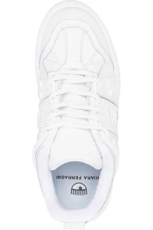 Chiara Ferragni Sko, Dame, Hvid, 41 EU, Læder, Hvide Logomania Low-Top Sneakers