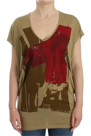 Costume National Top, Dame, Grøn, XS, Uld, Grøn Print Kortærmet T-shirt