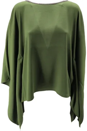 Fabiana Filippi Bluser & Skjorter, Dame, Grøn, M, Grøn Silkebluse