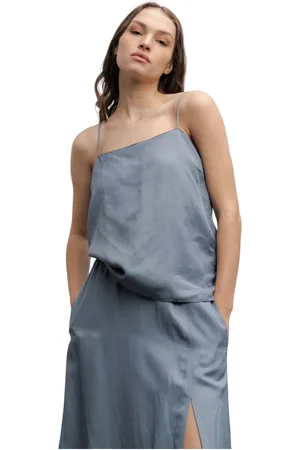 Ahlvar Gallery Top, Dame, Blå, L, Linned, Linned Tank Top