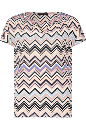 Betty Barclay Top, Dame, Flerfarvet, L, Uld, Zigzag Waterfall Neck Shirt
